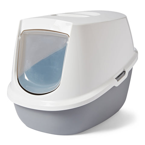 Hooded Cat Litter Tray – Grey Large/X Large with Carbon Filter & Deep Tray