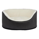 Oval Dog Bed Small – Dark Grey Plush Comfort for Pets