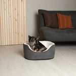 Oval Dog Bed Small – Dark Grey Plush Comfort for Pets