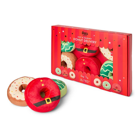 Plush Donut Squeaky Dog Toy – Soft & Fun Chew Toy for Pets